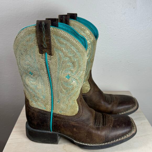 Ariat Other - Girl Ariat 10014121 TALL BUCKAROO BRN SUEDE CROSS SQUARE TOE COWBOY Boots size 2